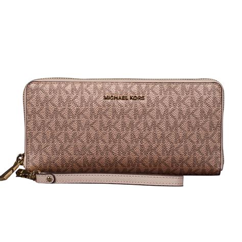 michael michael kors quilted floral travel continental wallet soft pink|Michael Kors monogram wallet.